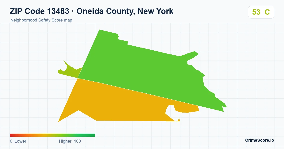 ZIP Code 13483 in Oneida County, New York neighborhood Safety Score map