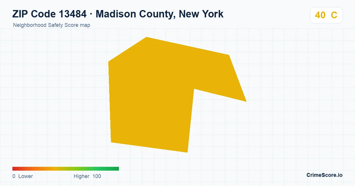 ZIP Code 13484 in Madison County, New York neighborhood Safety Score map