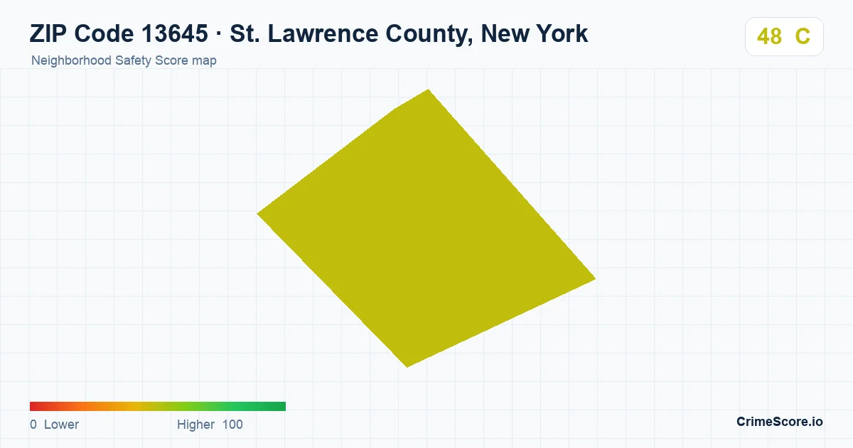 ZIP Code 13645 in St. Lawrence County, New York neighborhood Safety Score map