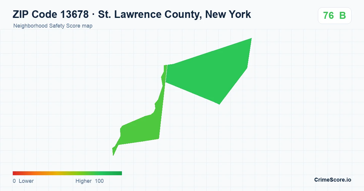 ZIP Code 13678 in St. Lawrence County, New York neighborhood Safety Score map