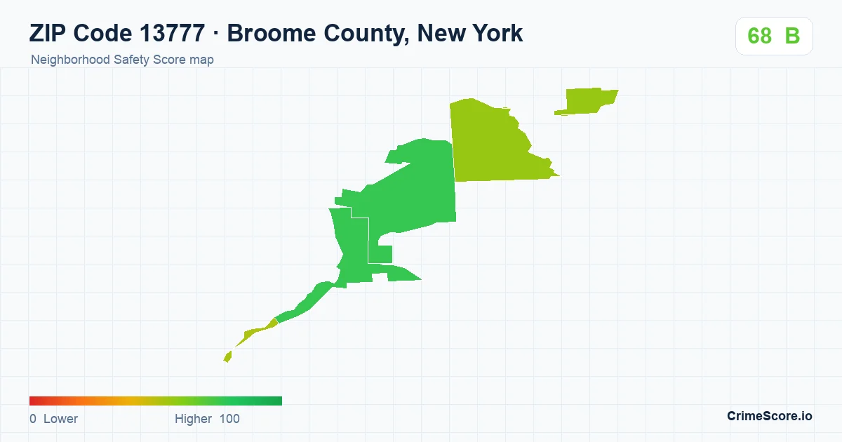 ZIP Code 13777 in Broome County, New York neighborhood Safety Score map