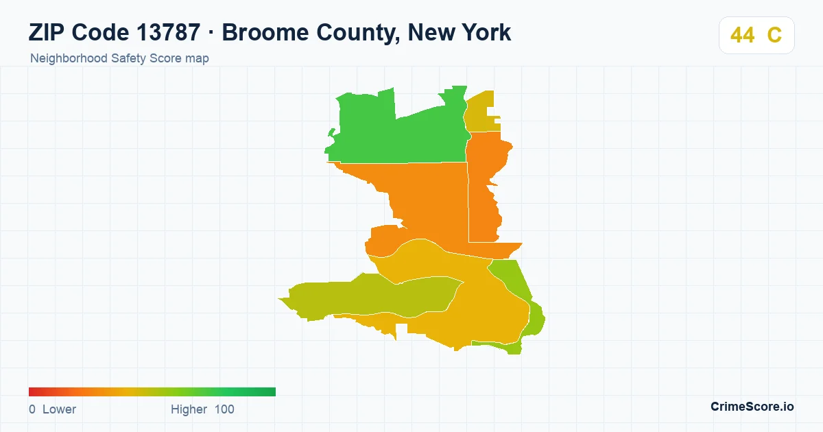 ZIP Code 13787 in Broome County, New York neighborhood Safety Score map