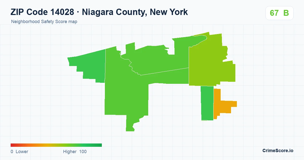 ZIP Code 14028 in Niagara County, New York neighborhood Safety Score map