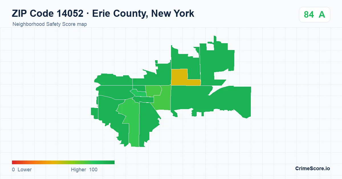 ZIP Code 14052 in Erie County, New York neighborhood Safety Score map