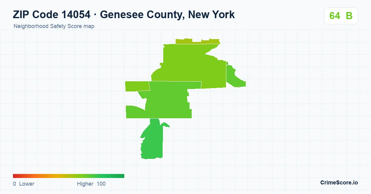 ZIP Code 14054 in Genesee County, New York neighborhood Safety Score map