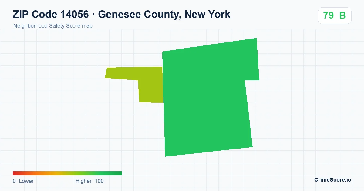 ZIP Code 14056 in Genesee County, New York neighborhood Safety Score map
