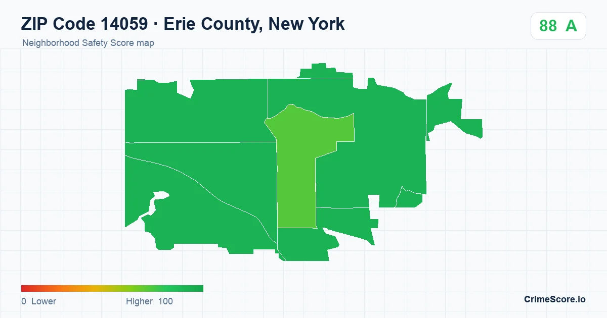 ZIP Code 14059 in Erie County, New York neighborhood Safety Score map