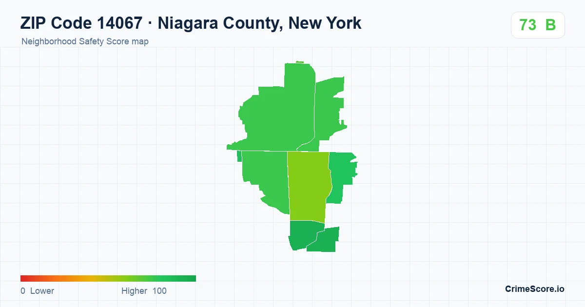 ZIP Code 14067 in Niagara County, New York neighborhood Safety Score map