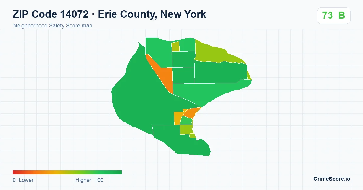 ZIP Code 14072 in Erie County, New York neighborhood Safety Score map