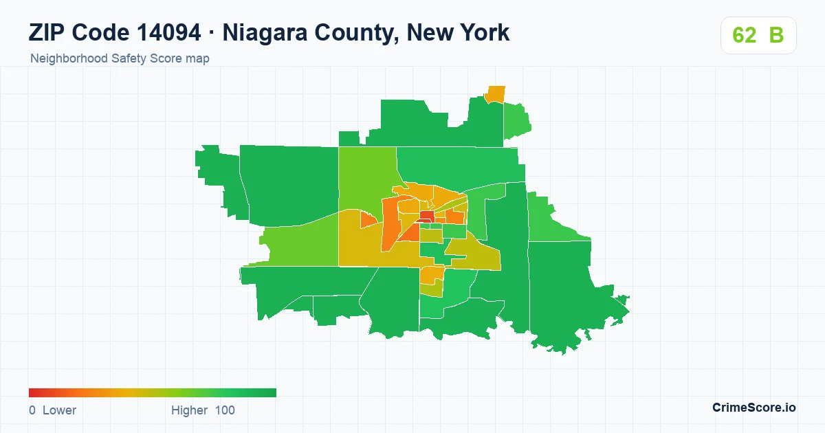 ZIP Code 14094 in Niagara County, New York neighborhood Safety Score map