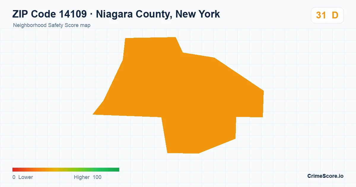 ZIP Code 14109 in Niagara County, New York neighborhood Safety Score map