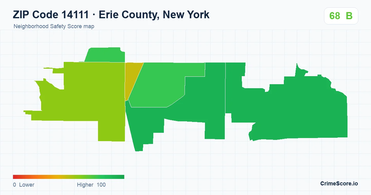 ZIP Code 14111 in Erie County, New York neighborhood Safety Score map