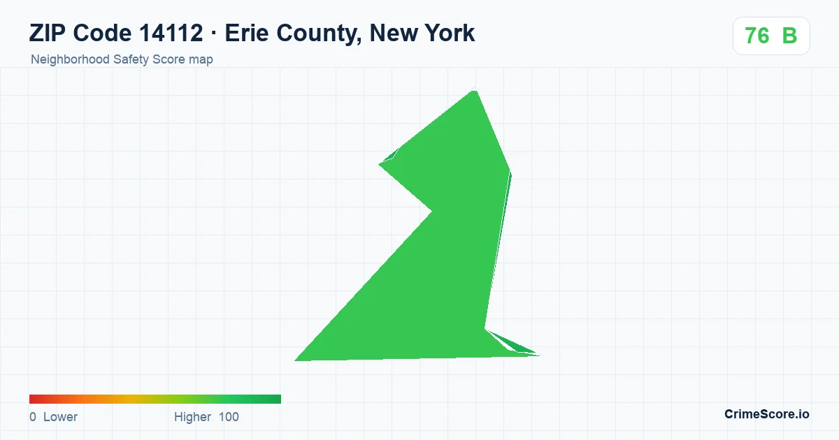 ZIP Code 14112 in Erie County, New York neighborhood Safety Score map