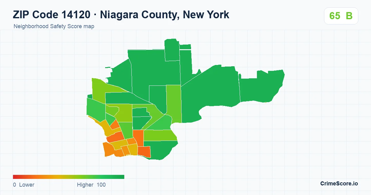 ZIP Code 14120 in Niagara County, New York neighborhood Safety Score map