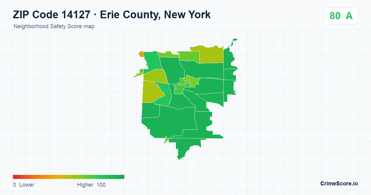 ZIP Code 14127 in Erie County, New York neighborhood Safety Score map