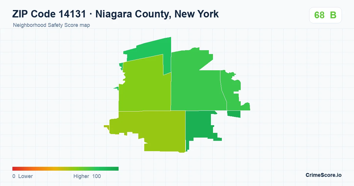 ZIP Code 14131 in Niagara County, New York neighborhood Safety Score map