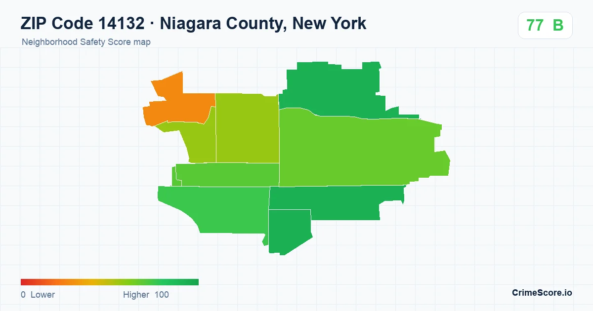 ZIP Code 14132 in Niagara County, New York neighborhood Safety Score map