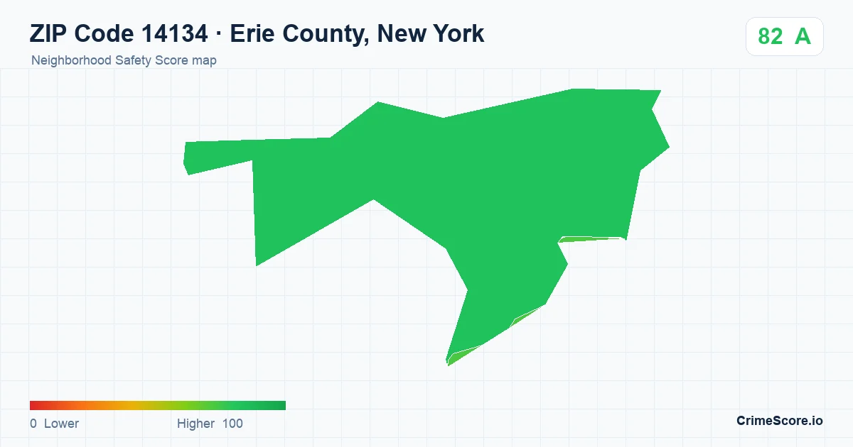 ZIP Code 14134 in Erie County, New York neighborhood Safety Score map