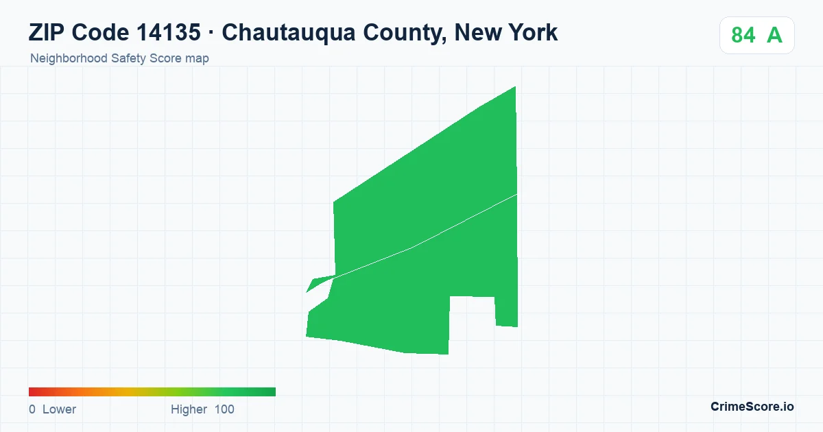 ZIP Code 14135 in Chautauqua County, New York neighborhood Safety Score map
