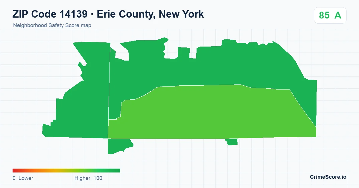 ZIP Code 14139 in Erie County, New York neighborhood Safety Score map
