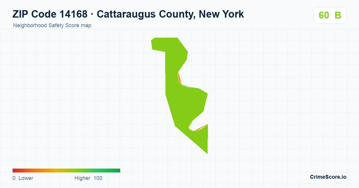 ZIP Code 14168 in Cattaraugus County, New York neighborhood Safety Score map