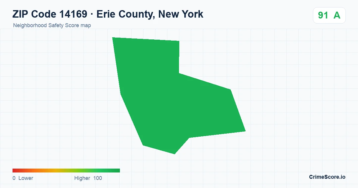 ZIP Code 14169 in Erie County, New York neighborhood Safety Score map