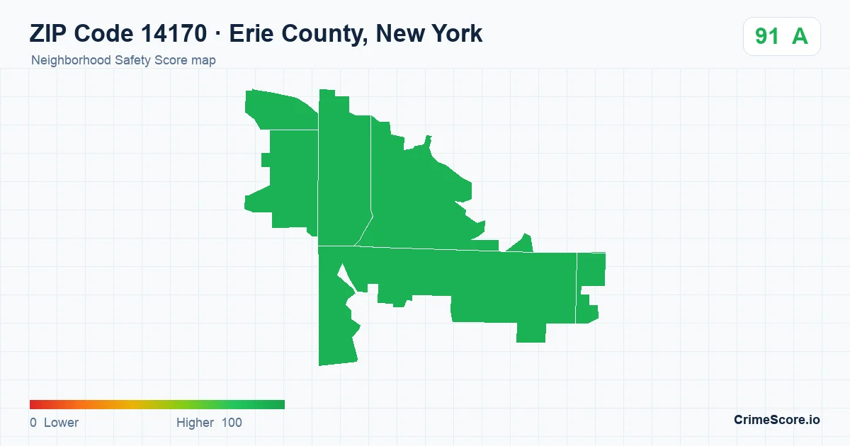 ZIP Code 14170 in Erie County, New York neighborhood Safety Score map