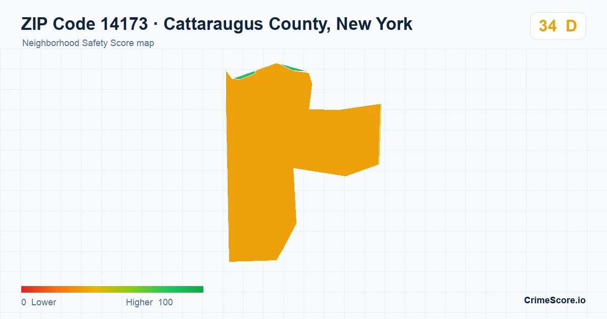ZIP Code 14173 in Cattaraugus County, New York neighborhood Safety Score map