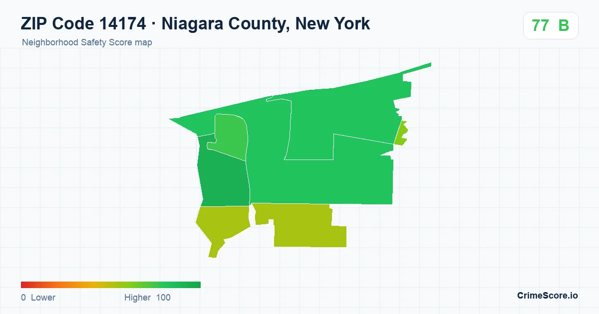 ZIP Code 14174 in Niagara County, New York neighborhood Safety Score map