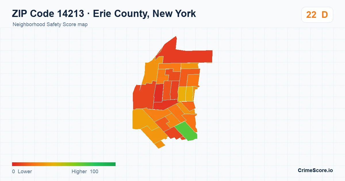 ZIP Code 14213 in Erie County, New York neighborhood Safety Score map