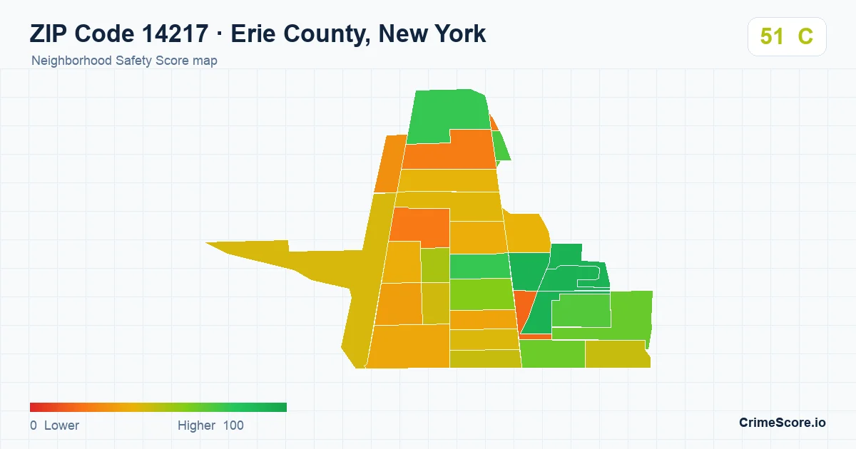 ZIP Code 14217 in Erie County, New York neighborhood Safety Score map