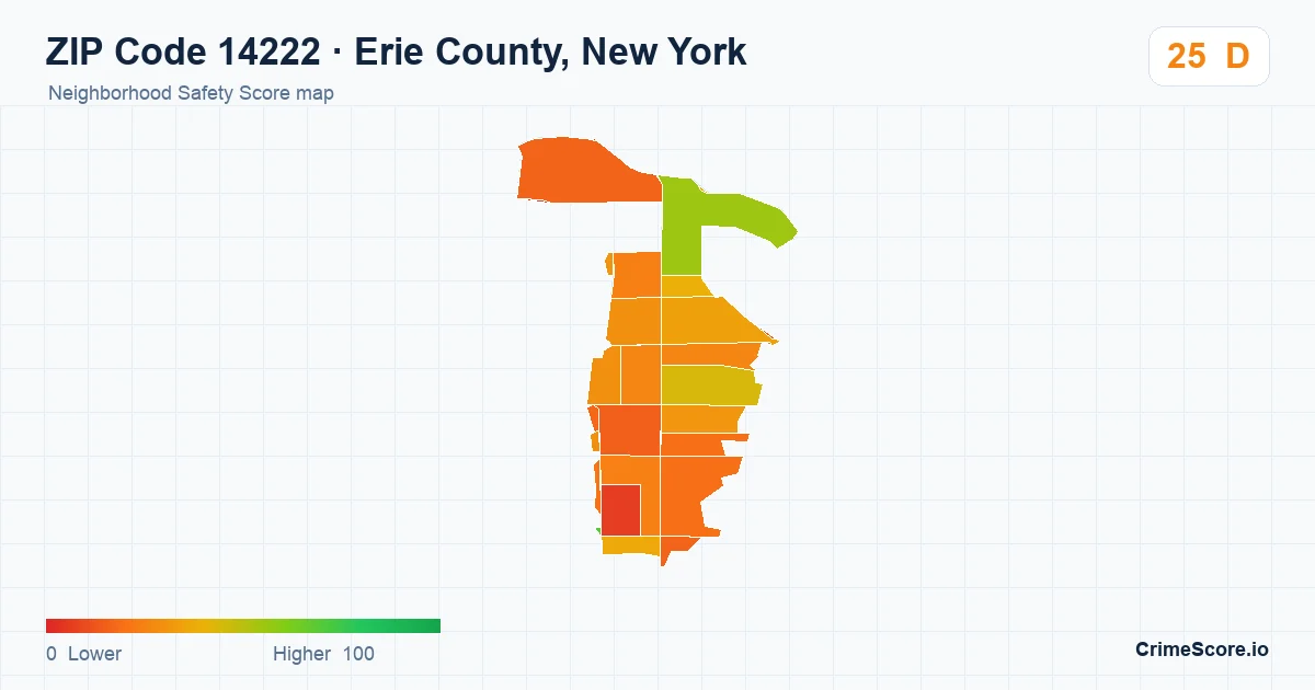 ZIP Code 14222 in Erie County, New York neighborhood Safety Score map
