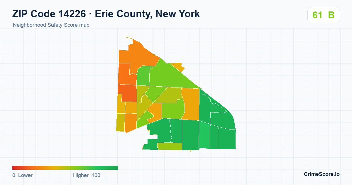 ZIP Code 14226 in Erie County, New York neighborhood Safety Score map