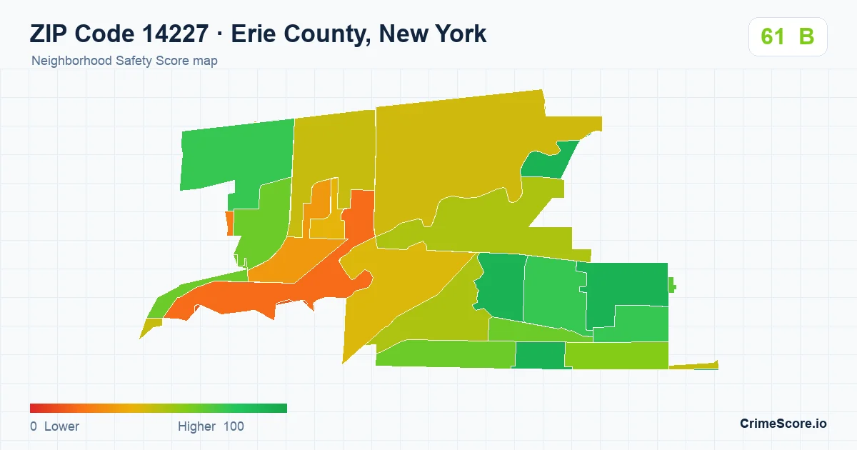 ZIP Code 14227 in Erie County, New York neighborhood Safety Score map