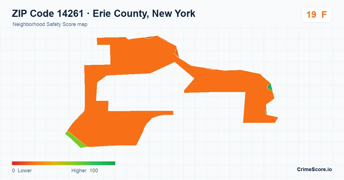 ZIP Code 14261 in Erie County, New York neighborhood Safety Score map