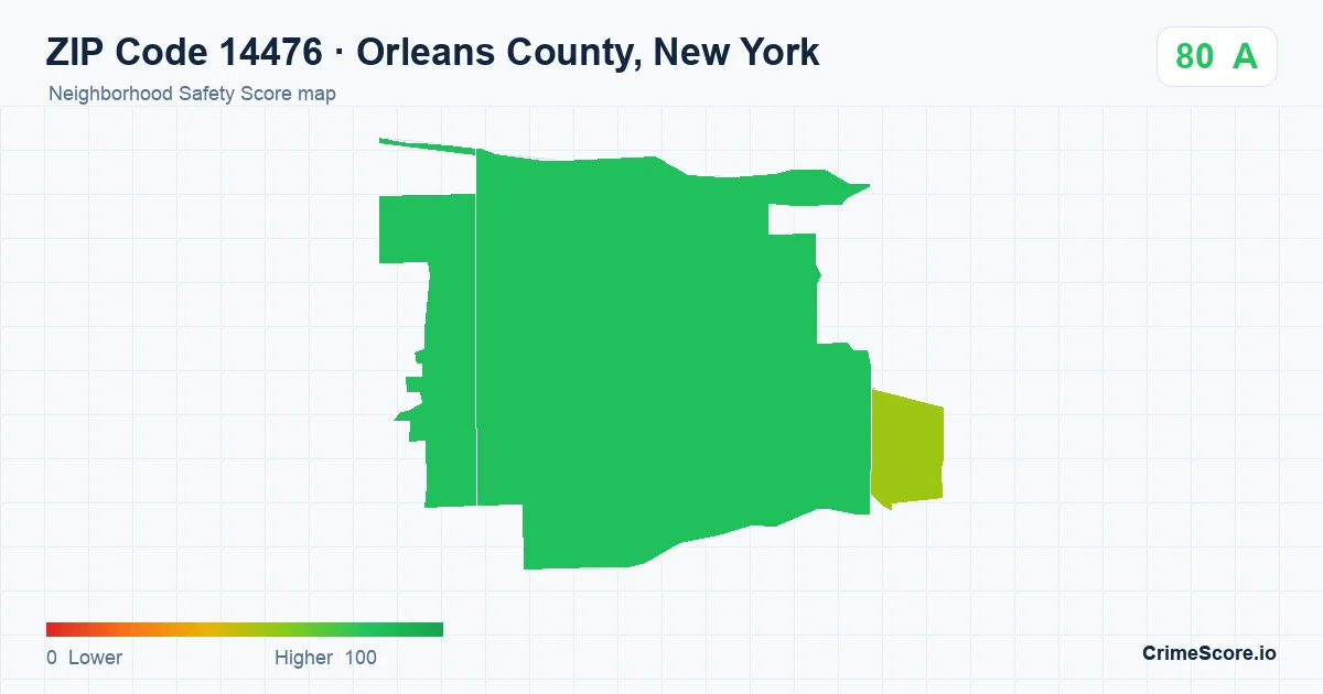 ZIP Code 14476 in Orleans County, New York neighborhood Safety Score map