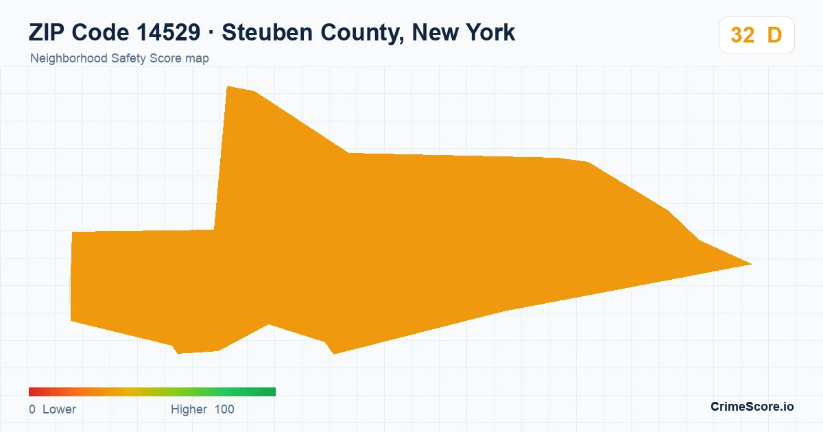 ZIP Code 14529 in Steuben County, New York neighborhood Safety Score map