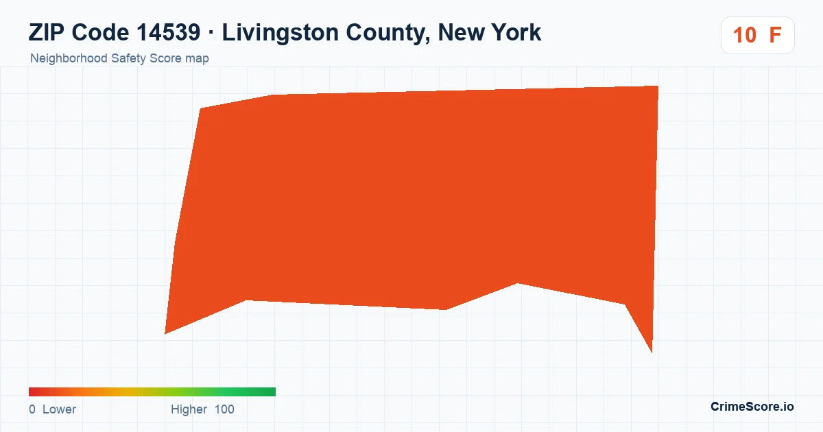 ZIP Code 14539 in Livingston County, New York neighborhood Safety Score map