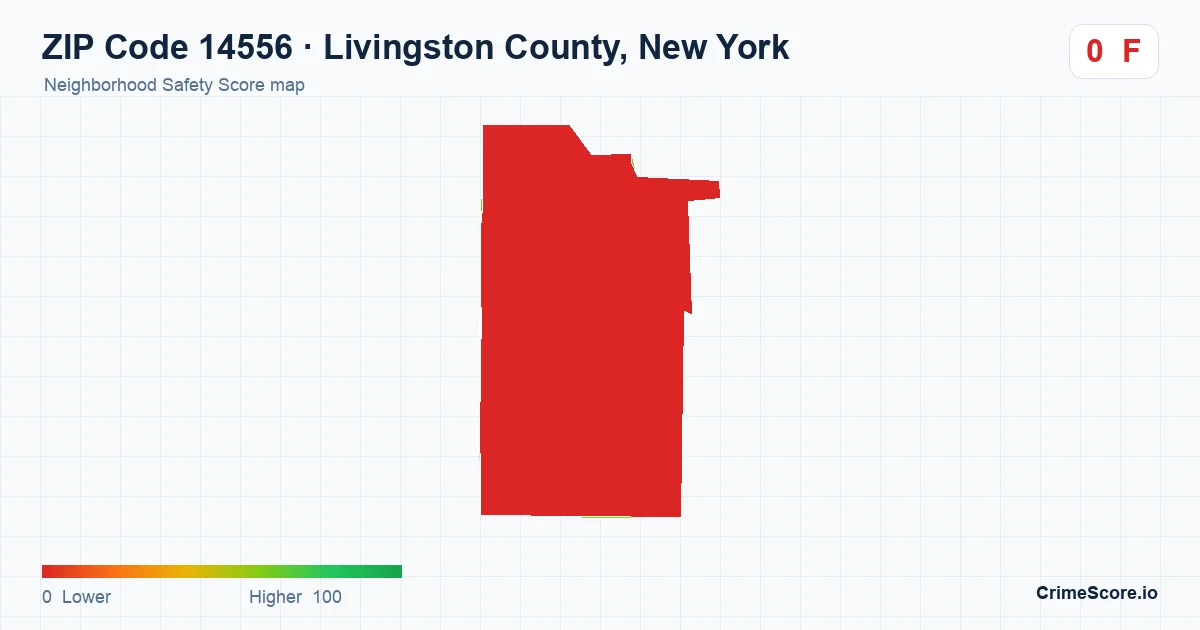 ZIP Code 14556 in Livingston County, New York neighborhood Safety Score map