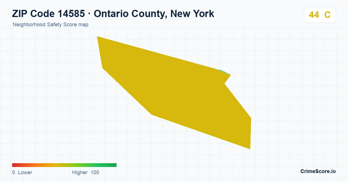 ZIP Code 14585 in Ontario County, New York neighborhood Safety Score map