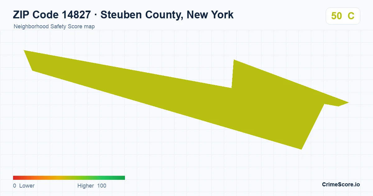 ZIP Code 14827 in Steuben County, New York neighborhood Safety Score map