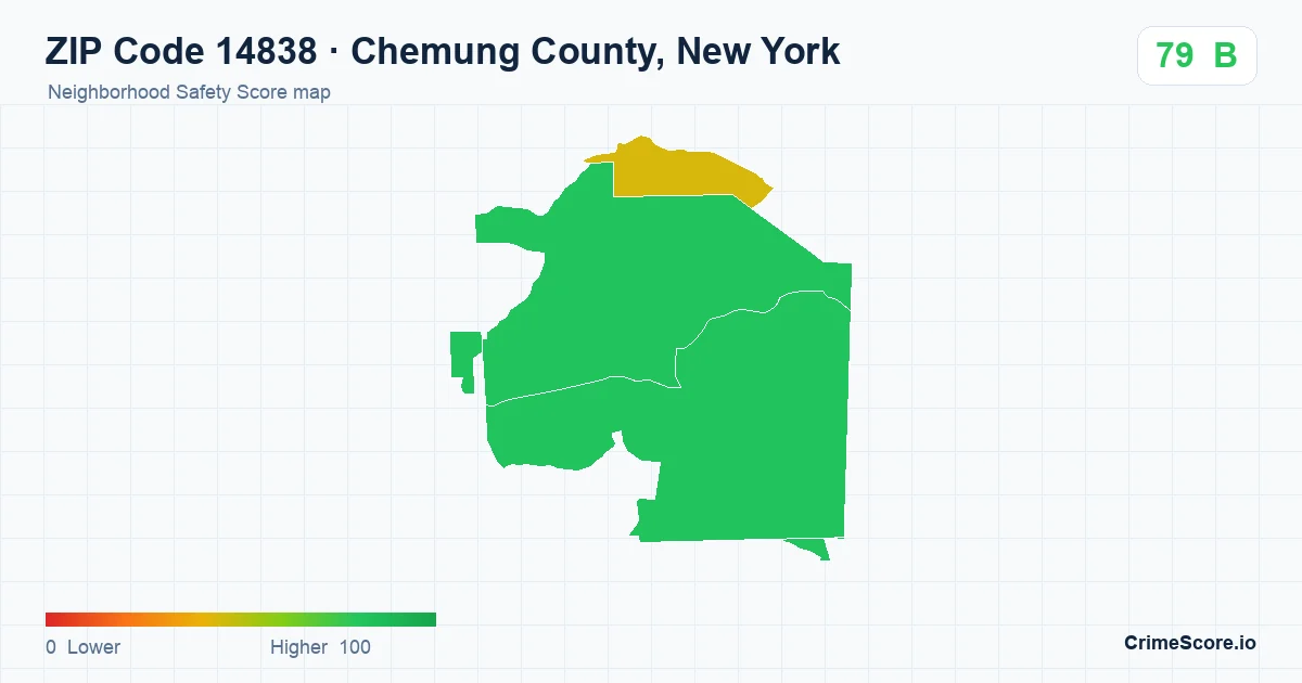 ZIP Code 14838 in Chemung County, New York neighborhood Safety Score map