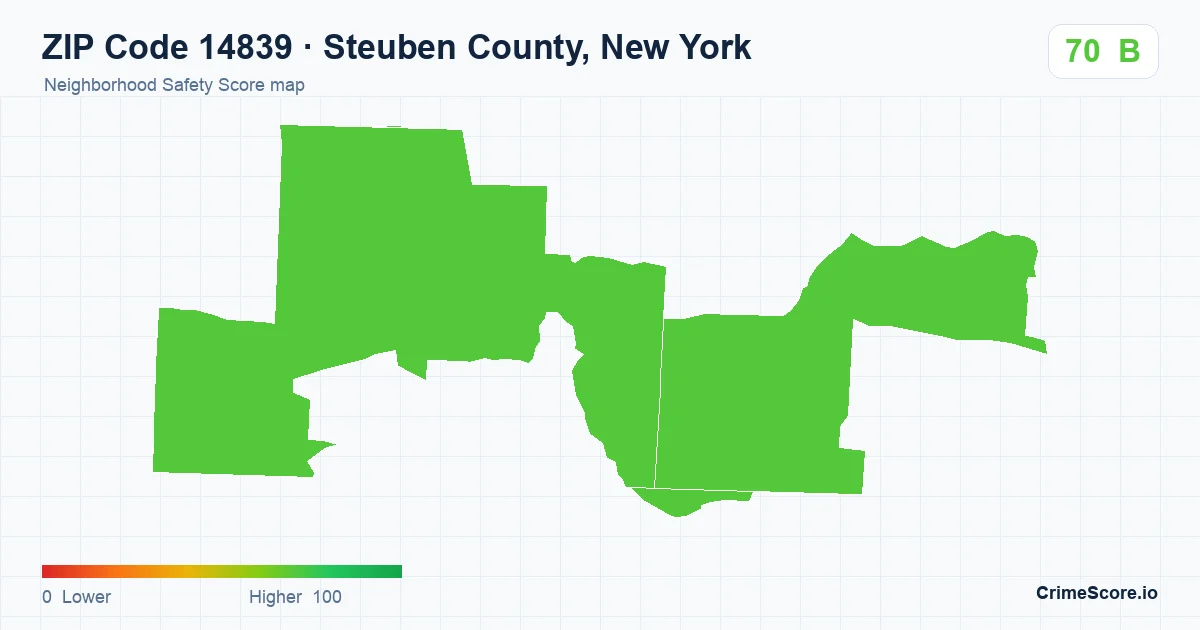 ZIP Code 14839 in Steuben County, New York neighborhood Safety Score map