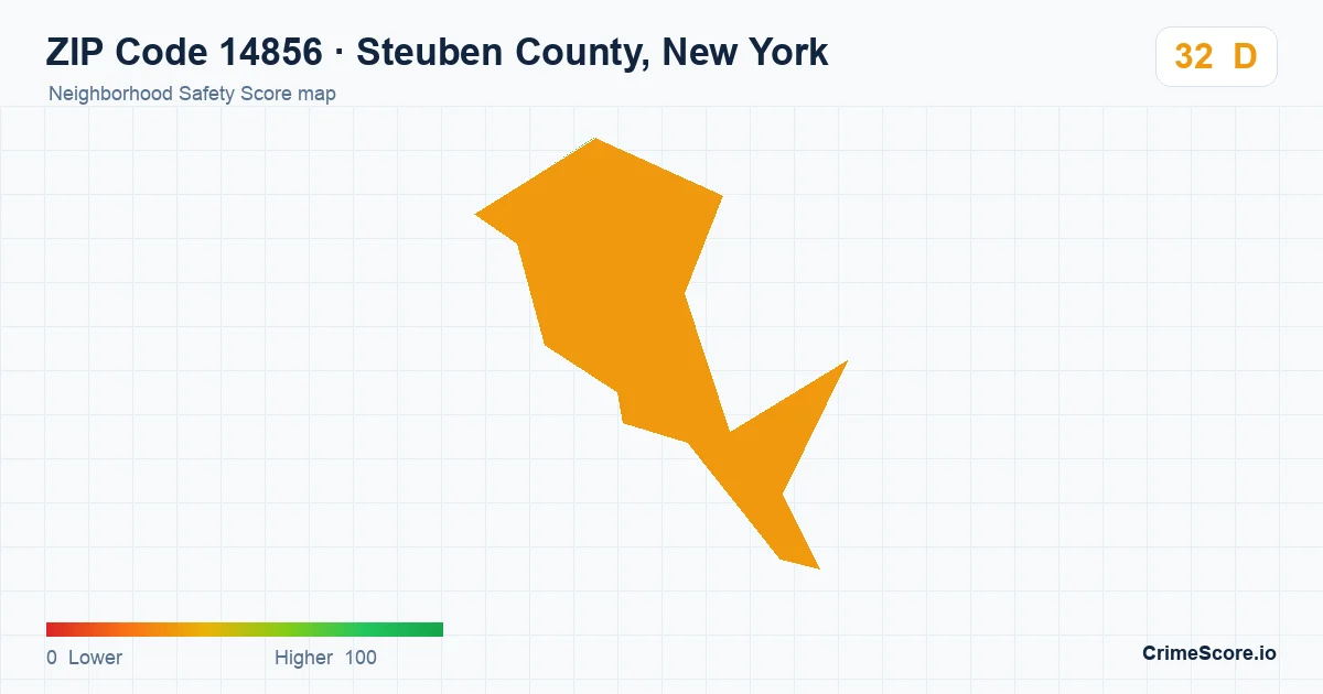 ZIP Code 14856 in Steuben County, New York neighborhood Safety Score map