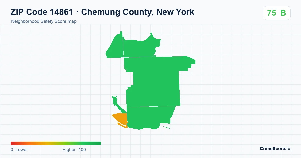 ZIP Code 14861 in Chemung County, New York neighborhood Safety Score map