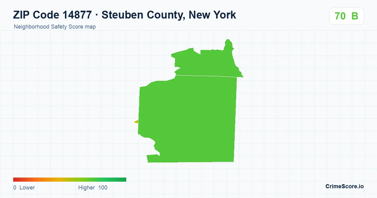 ZIP Code 14877 in Steuben County, New York neighborhood Safety Score map