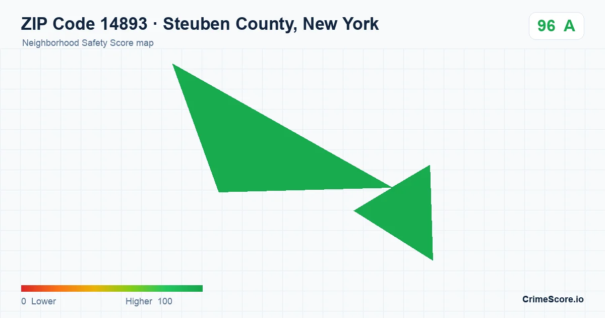 ZIP Code 14893 in Steuben County, New York neighborhood Safety Score map