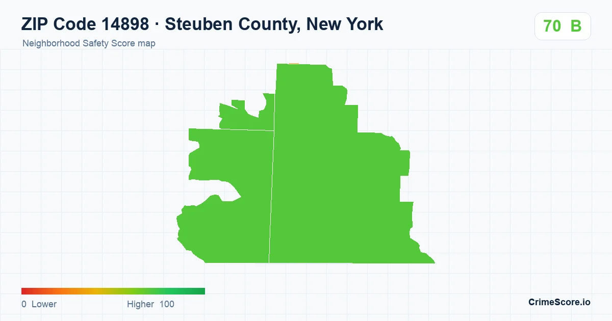 ZIP Code 14898 in Steuben County, New York neighborhood Safety Score map