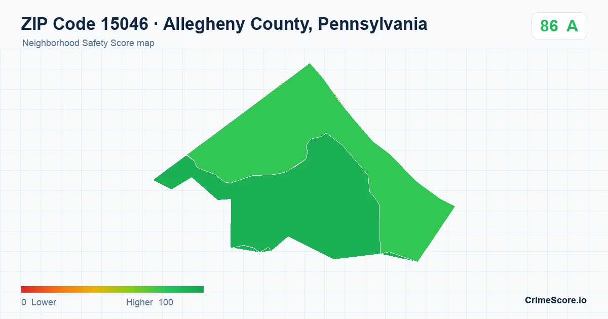 ZIP Code 15046 in Allegheny County, Pennsylvania neighborhood Safety Score map