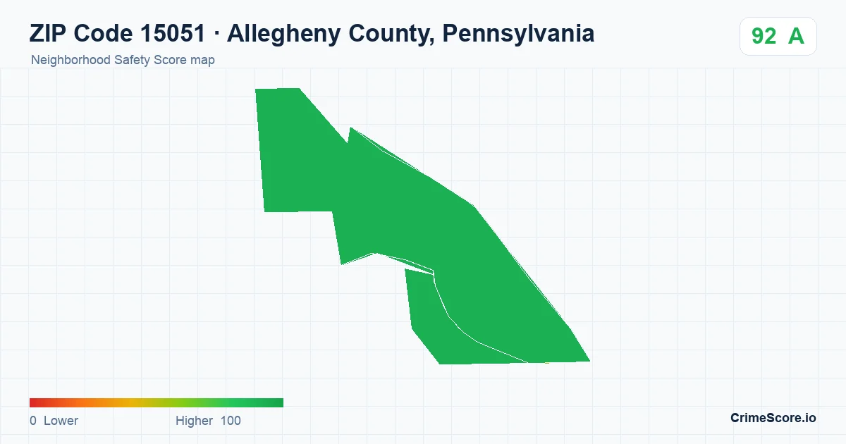 ZIP Code 15051 in Allegheny County, Pennsylvania neighborhood Safety Score map